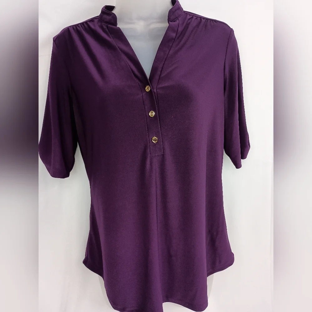 Office Work Elegant Holiday Christmas Plum Purple Women's‎ Top (#1,250)
